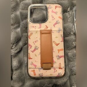 Stylish Phone Case with Kickstand - Tan and Cream
